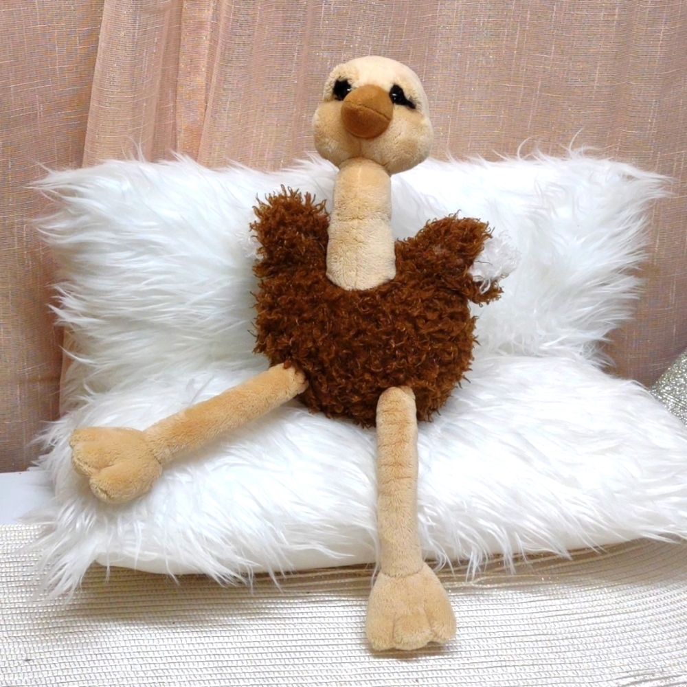 Plush brown, tan and white Ostrich stuffed animal